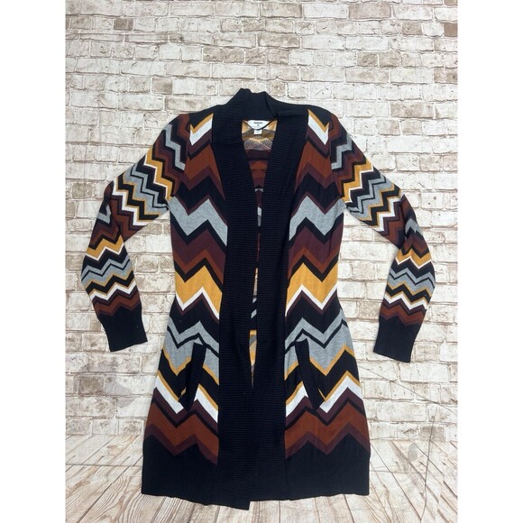 Missoni for Target Womens Cardigan Sweater XS Brown Chevron Open Front Pocket - Picture 2 of 7